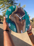 Crystal Seas Wood - Epoxy Wall Clock - Bespoke - Silken