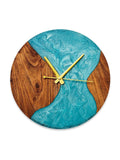 Crystal Seas Wood - Epoxy Wall Clock (Round) - Silken