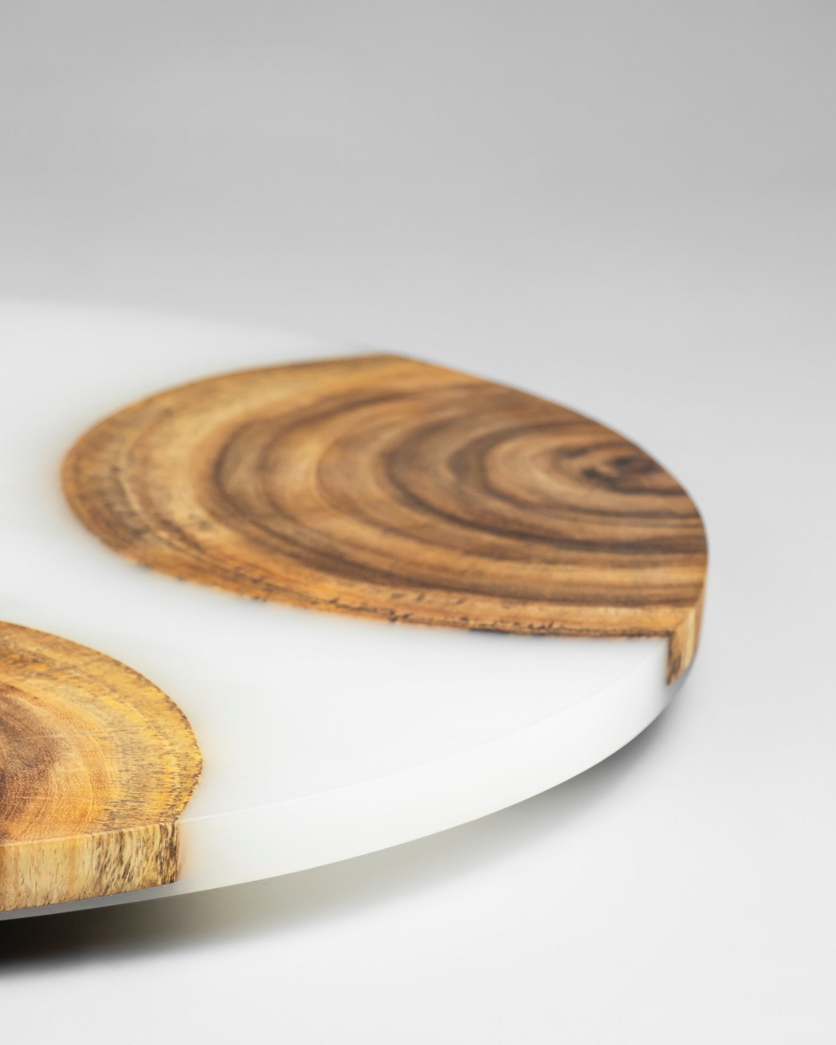 Hardwood and offers epoxy Lazy Susan with embedded pinecone theme