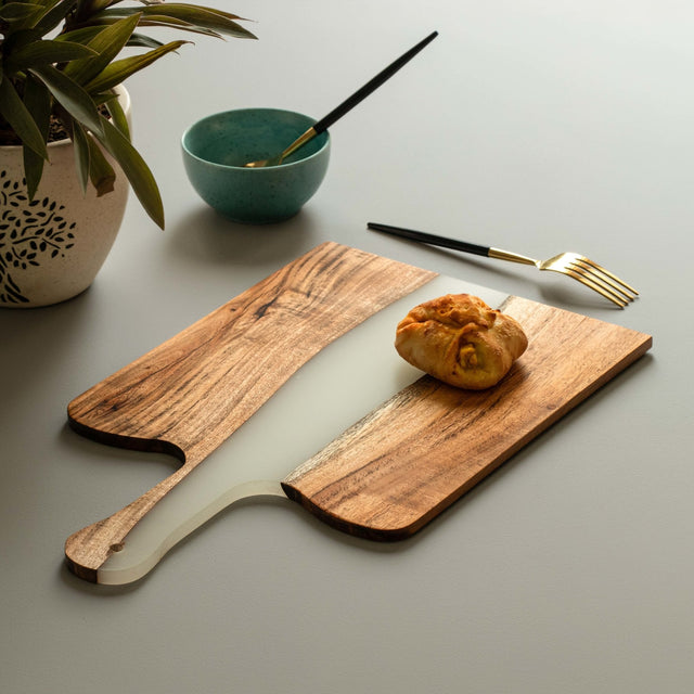 Icicle Wood And Epoxy Platter with Paddle - Silken