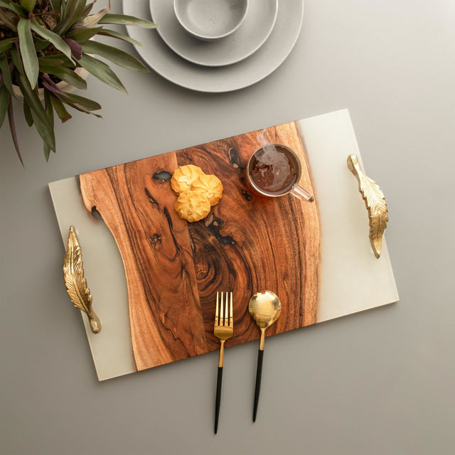 Icicle Wood & Epoxy Serving Tray - Large - Silken