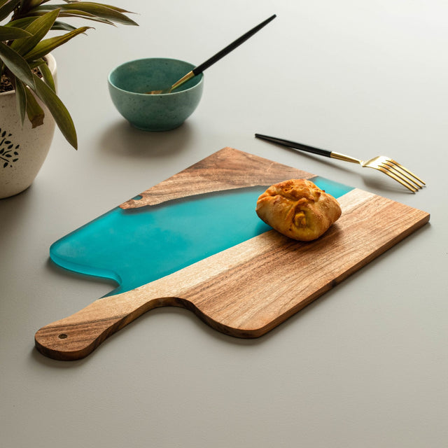 Island Paradise Wood And Epoxy Platter with Paddle - Silken