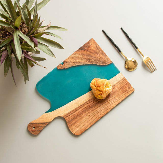 Island Paradise Wood And Epoxy Platter with Paddle - Silken