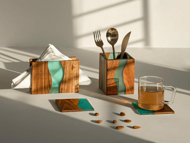 Island Paradise Wood - Epoxy Napkin Holder - Silken