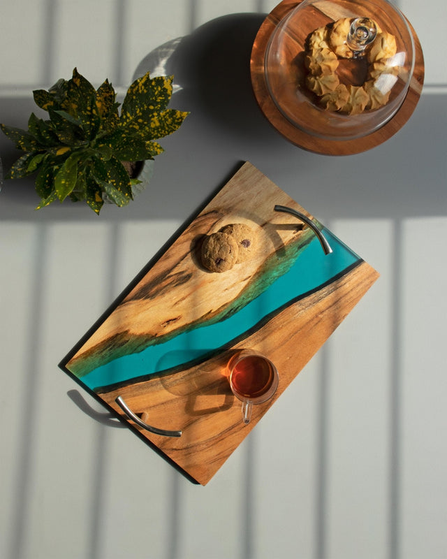 Island Paradise Wood & Epoxy Serving Tray (Large) - Silken