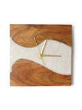 Moon Mist Wood And Epoxy Wall Clock (Square) - Silken