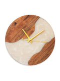 Moon Mist Wood - Epoxy Wall Clock (Round) - Silken