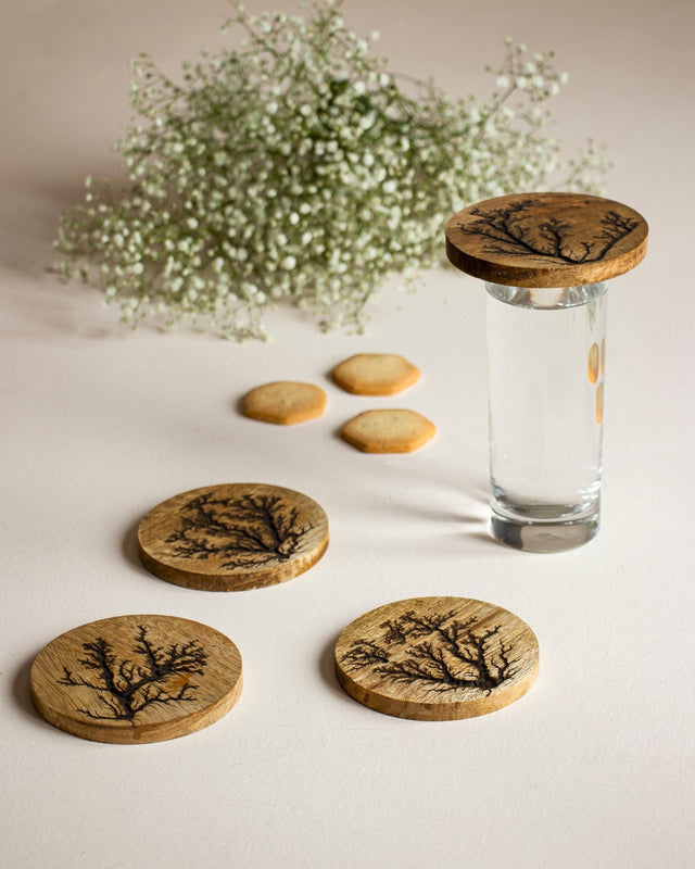 Wooden Lichtenberg Coasters - Silken