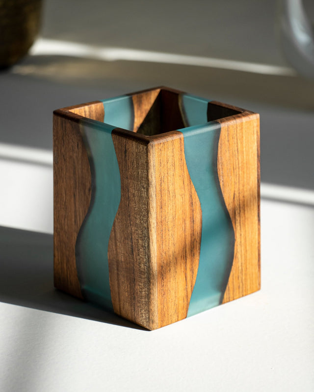 Island Paradise Wood And Epoxy Cutlery Holder - Silken