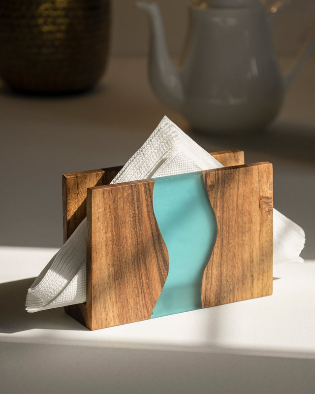 Island Paradise Wood And Epoxy Napkin Holder - Silken
