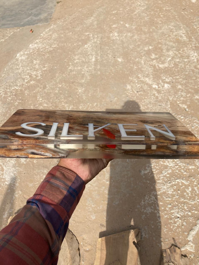 Wood & Epoxy Resin Name Plate - Silken